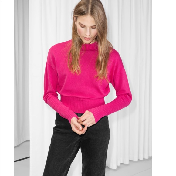 other stories pink cropped sweater